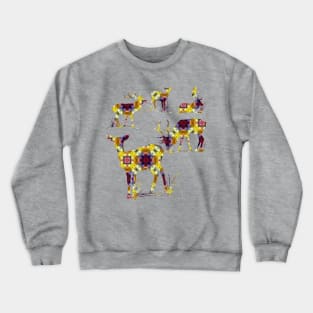 wild deer, blossoms, red deer, animals, hunting, flowerpattern Crewneck Sweatshirt